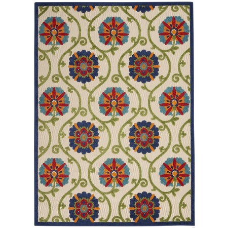 Homeroots 4 x 6 ft. Blue Floral Vines Indoor & Outdoor Area Rug 384971